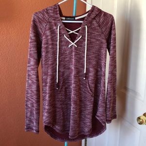 Red and white long sleeve hoodie